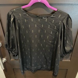 Madewell black and gold short sleeve blouse